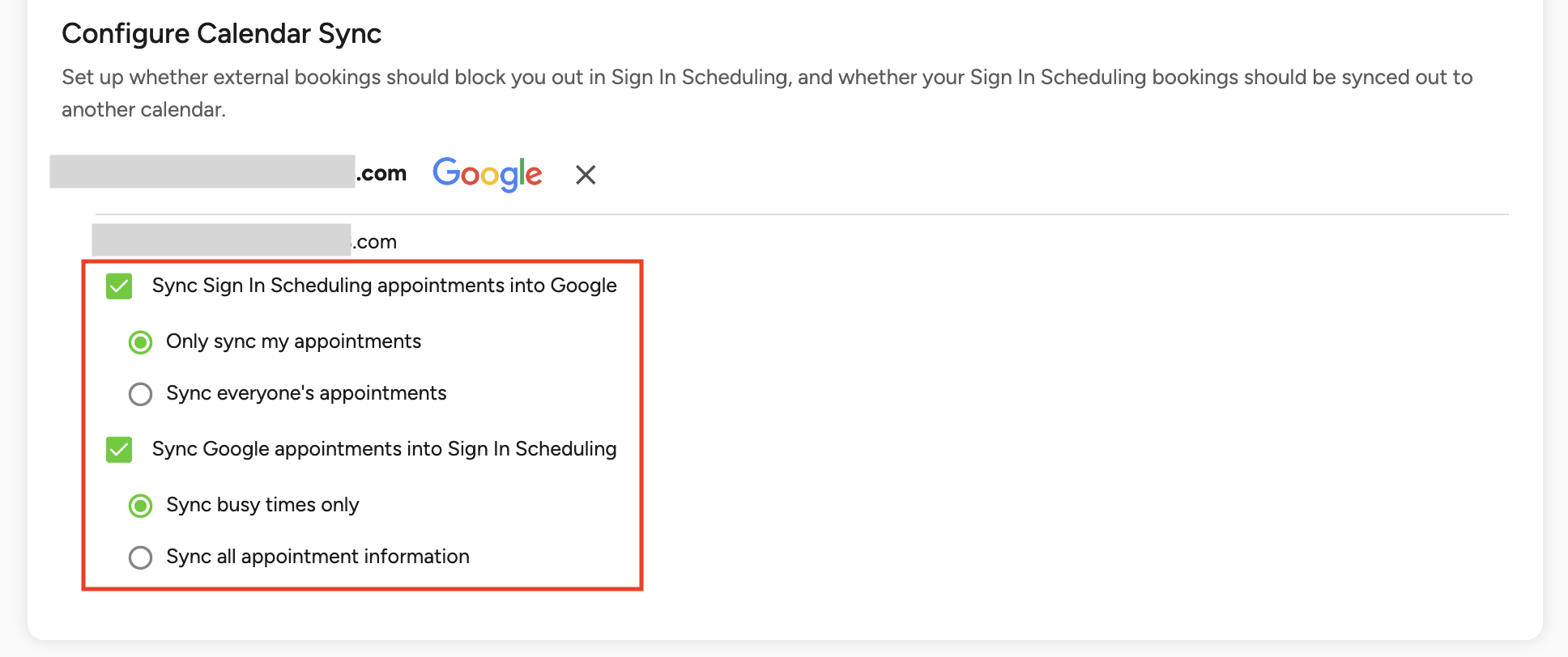How to set up your calendar sync with Sign In Scheduling 10to8